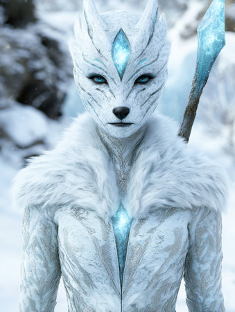 Mystical winter spirit in the snowy forestの素材