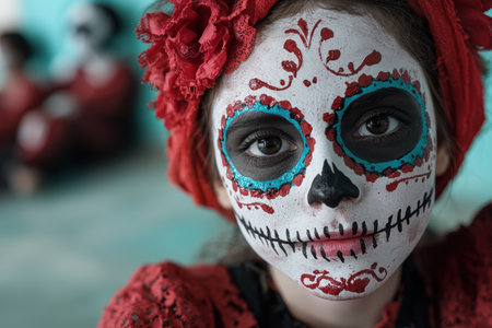 woman with day of the dead makeupの素材