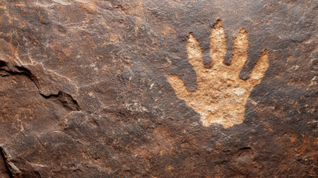Ancient hand print on rock surfaceの素材