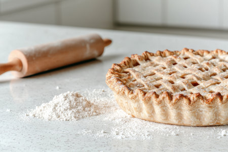 Homemade apple pie with lattice crustの素材