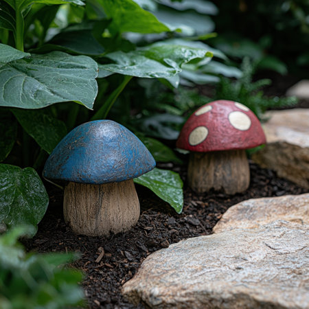 Whimsical garden mushroom decorの素材