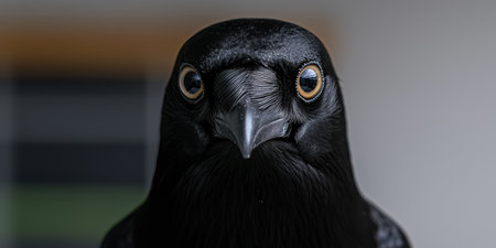 close-up portrait of a black ravenの素材