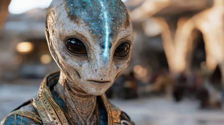 Alien creature with intricate golden armorの素材