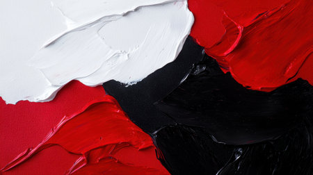 abstract acrylic paint textures in red, black, and whiteの素材