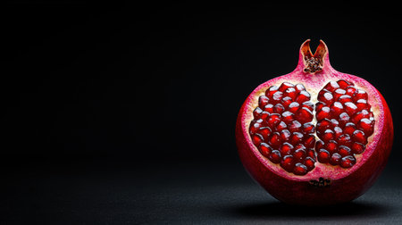 Vibrant pomegranate fruit on dark backgroundの素材