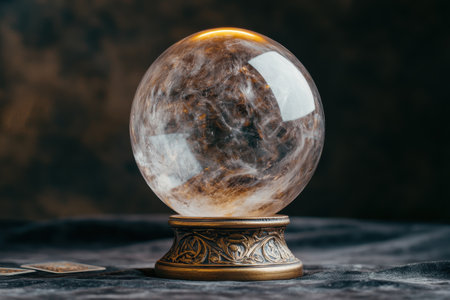 Mystical crystal ball on ornate standの素材