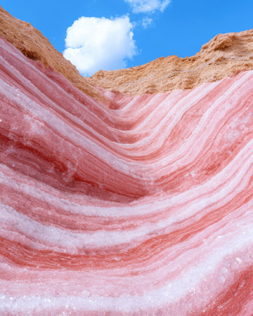 Vibrant striped rock formation in desert landscapeの素材