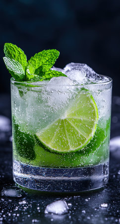 refreshing lime cocktail with mint leavesの素材