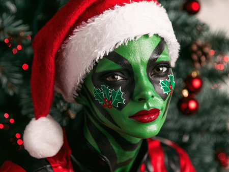 festive christmas face paintの素材