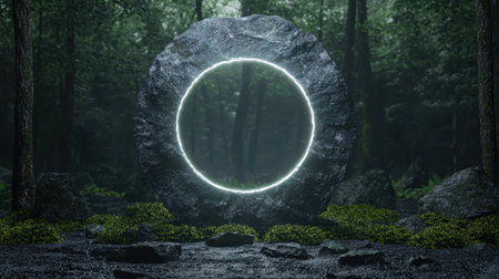 Mystical portal in enchanted forestの素材