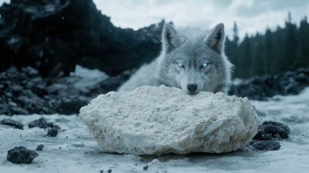 Majestic wolf in snowy landscapeの素材