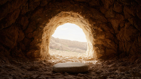 Scenic view from inside a caveの素材