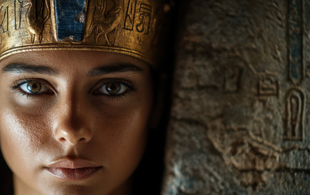 Mysterious Egyptian woman with intense gazeの素材