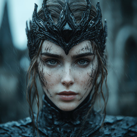 dark fantasy queen with intricate crownの素材