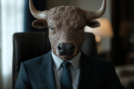 Businessman with cow headの素材