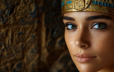 Captivating portrait of a woman in ancient egyptian attireの素材