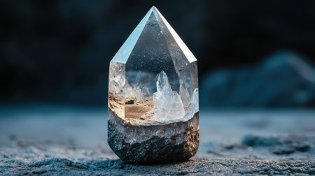 Mystical crystal quartz formation on beachの素材