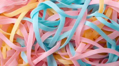 Colorful rubber bands in vibrant shadesの素材