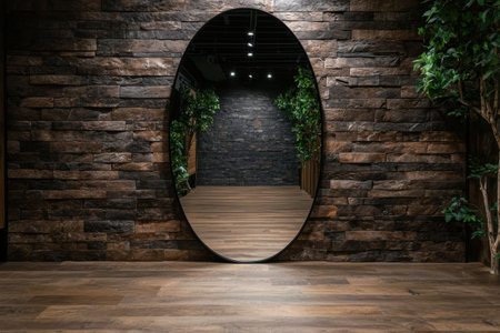 Elegant stone archway with lush greeneryの素材