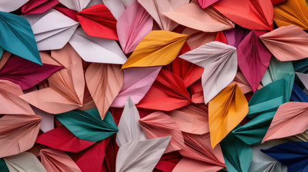 Vibrant origami paper shapes in various colorsの素材