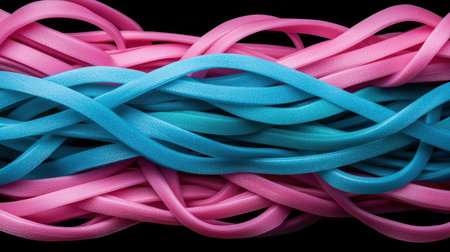 Colorful rubber bands in pink and blueの素材