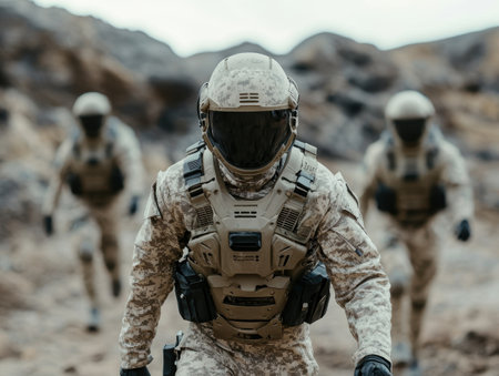 soldier in desert military uniformの素材