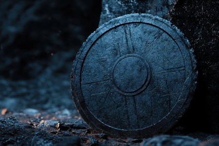 Mysterious ancient relic in the darkの素材