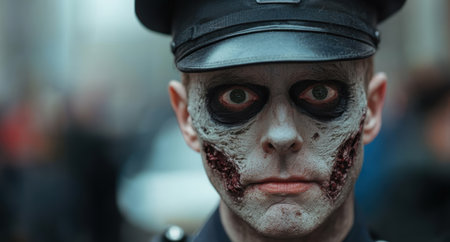 Intense military soldier with war paintの素材
