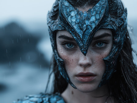 mysterious woman in icy blue costumeの素材