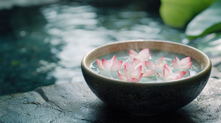 Peaceful lotus flower spa sceneの素材