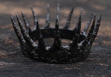 Mysterious dark crown on wooden surfaceの素材