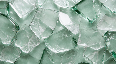 Shattered glass texture in shades of greenの素材