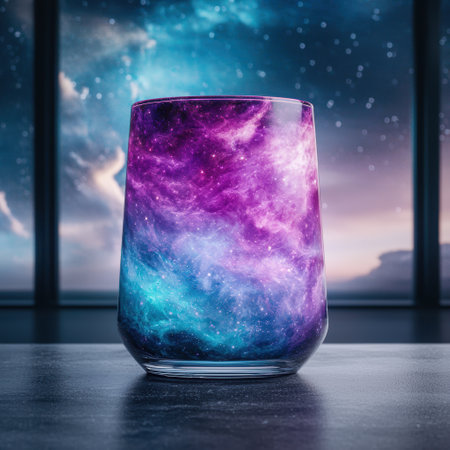Vibrant galaxy-inspired cocktail glassの素材