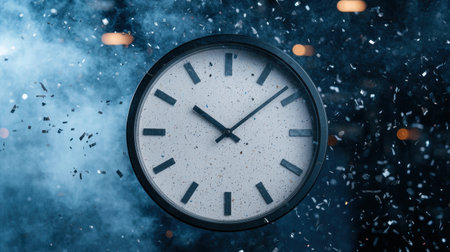 winter clock with snowfallの素材