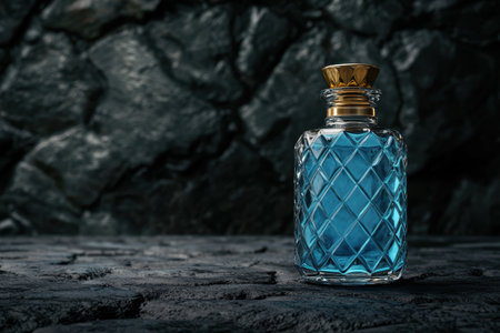 Luxury crystal perfume bottle on dark backgroundの素材