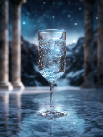 sparkling winter cocktail in glassの素材