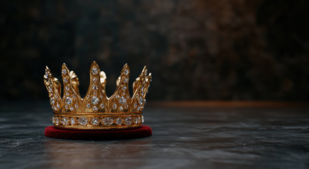 Ornate golden crown on dark backgroundの素材