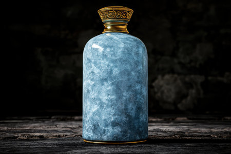 Antique glass bottle with ornate golden capの素材