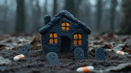 Spooky haunted house in the woodsの素材