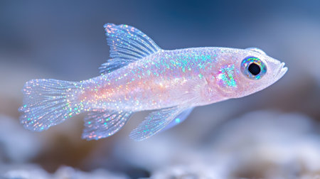Vibrant and iridescent fish swimming in the oceanの素材