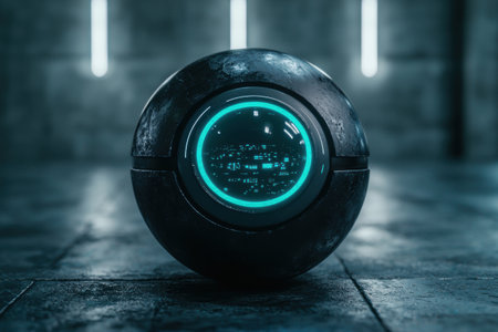 Futuristic Sci-Fi Orb with Glowing Displayの素材