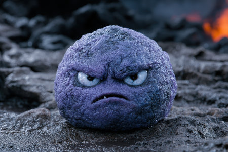 Angry blue monster with glowing eyesの素材