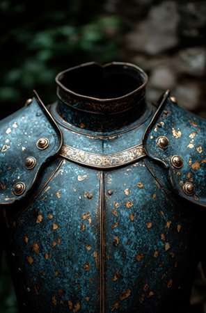 Ornate antique armor with intricate detailsの素材