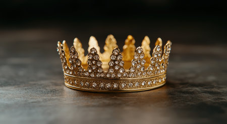 Ornate golden crown with sparkling gemsの素材