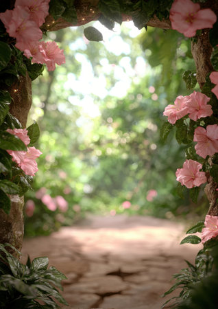 enchanting floral garden pathwayの素材