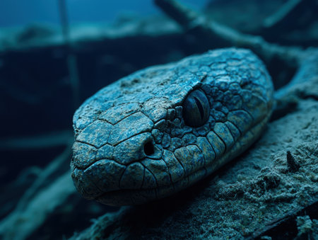 close-up of a blue snake's headの素材