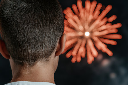 Fireworks display in the night skyの素材