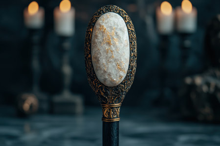 Ornate crystal ball on dark backgroundの素材