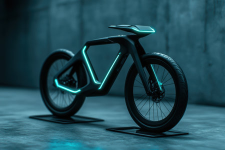 futuristic electric bicycle with glowing accentsの素材