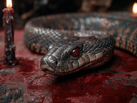 Venomous snake head close-upの素材